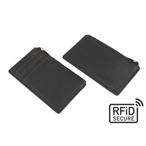 Porte-cartes zippé anti-RFID en cuir Nappa Sandringham