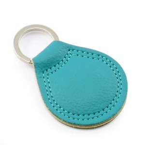 Porte-clé rond en cuir recyclé