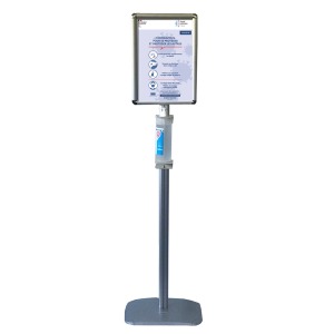Poteau SF Distributeur Flacons Gel + cadre A3 Gris clair