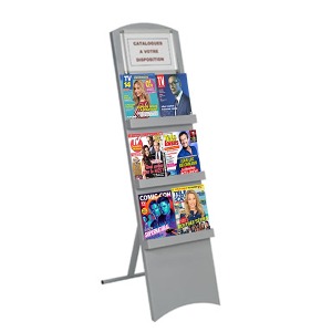 Présentoir Black-line 3700 Gris-Alu + Cadro-Clic A4