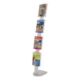 Présentoir Brochures Design Metallic Arc Alu 4 Cases