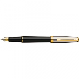 Stylo plume personnalisé Prelude - Noir/Doré/Chromé
