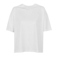 Tee-shirt blanc femme 100% coton bio boxy