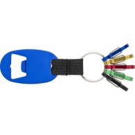 Porte-clés décapsuleur publicitaire avec 5 mousquetons colorés