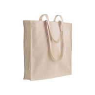 Shopper avec soufflet en coton 220 g/m², anses longues