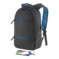 Sac-à-dos porte-pc en polyester 600D. Poche principale porte-pc et 3 poches frontales