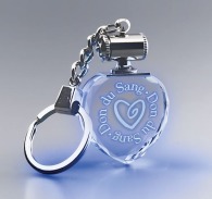 Porte-clefs publicitaire cœur lumineux bleu