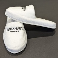 Chaussons de luxe en velours éponge avec logo brodé