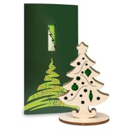Carte de voeux Premium avec figurines feutrine et bois - Premium 4/0-c - sapin de Noël