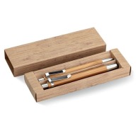 Coffret avec stylo personnalisable bambou et portemine bambou