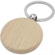 Porte-clés personnalisable rond en bois de hêtre