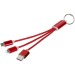 Câble de chargement 3-en-1 avec porte-clés Metal, cable iphone ipad et mac publicitaire
