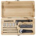 Boîte à outils de 27 pièces en bambou Elmar, set à outils publicitaire