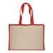 Tote-bag avec soufflet en coton 280g/m², détails en toile de jute, anses longues, Tote bag publicitaire