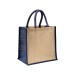Mini tote bag en toile de jute avec anses et inserts colorés, Tote bag publicitaire