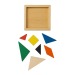 Jeu de tangram en bois coloré, 7 pièces, avec pochette en coton cadeau d’entreprise
