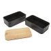 Bento 'Mihara', noir, avec couvercle en bambou, cadeau Baladeo et objet Baladeo publicitaire