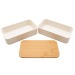 Bento 'Nagano', blanc, avec couvercle en bambou cadeau d’entreprise