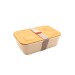 Bento 'Ikoma', noir, avec couvercle en bambou, Lunch box et boîte déjeuner publicitaire