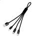 Câble court 4 en 1 - 18cm à charge rapide 20W en matériaux recyclés - Noir cadeau d’entreprise
