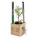 Pot cube boisde bureau en boite star-box - Bulbes de trèfle à 4 feuilles cadeau d’entreprise