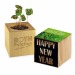 Pot cube bois Mini - Trèfle à 4 feuilles - sans gravure laser cadeau d’entreprise