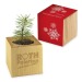Pot cube bois de bureau de Noël - Design standard - Epicéa - sans gravure laser cadeau d’entreprise