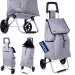 Chariot de courses avec sac, gris, 40 l, poussette à marché ou cabas à roulettes publicitaire