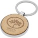 Porte-clés rond Moreno en bois de hêtre, Porte-clés en bois publicitaire
