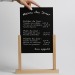 Porte-visuel/menu socle bois 2 montants ardoise A4 297x210 cadeau d’entreprise