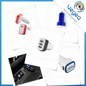 Prise USB allume-cigare publicitaire, personnalisée avec votre logo | Goodies Vegea