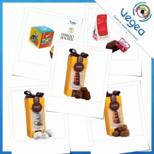 Ballotin de chocolats publicitaire | Boîte de chocolats personnalisée | Goodies Vegea