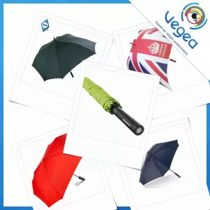 Parapluie publicitaire carré ou triangulaire, personnalisé avec votre logo | Goodies Vegea