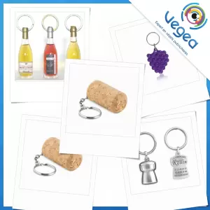 Porte-clés publicitaire avec bouteille de vin | Porte-clés bouteilles de vin personnalisés avec logo | Goodies Vegea