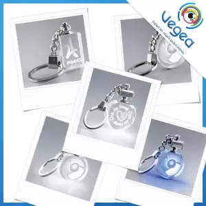 Porte-clés publicitaire en verre, personnalisé avec votre logo | Goodies Vegea