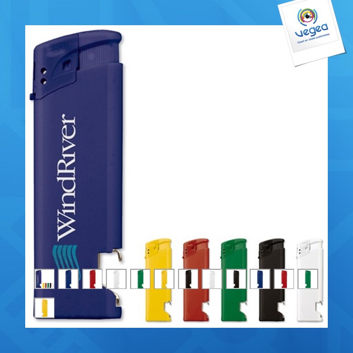 Briquet électronique publicitaire décapsuleur