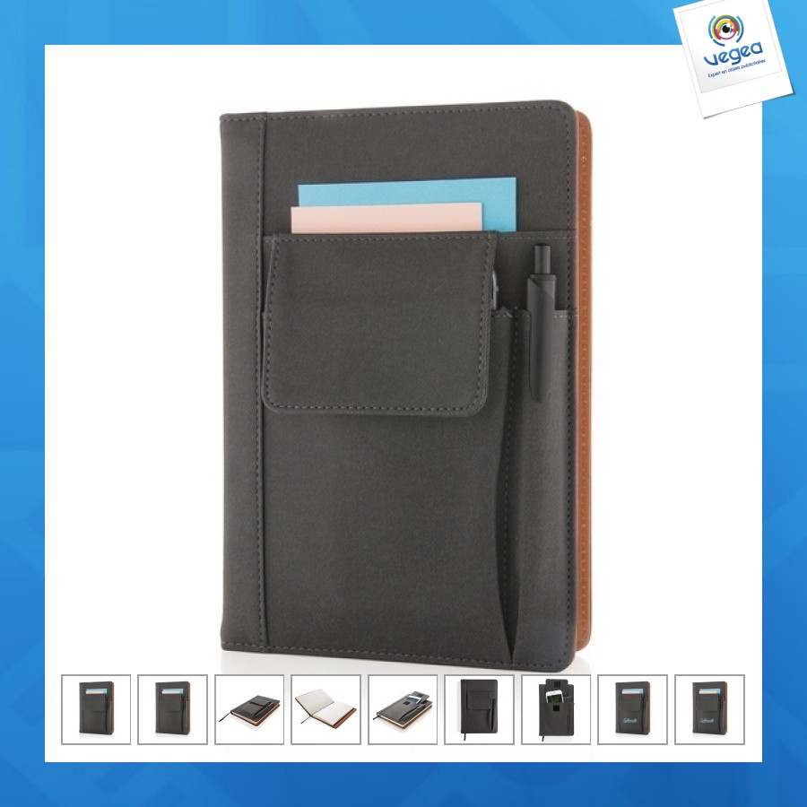 Carnet promotionnel de notes avec pochette pour téléphone