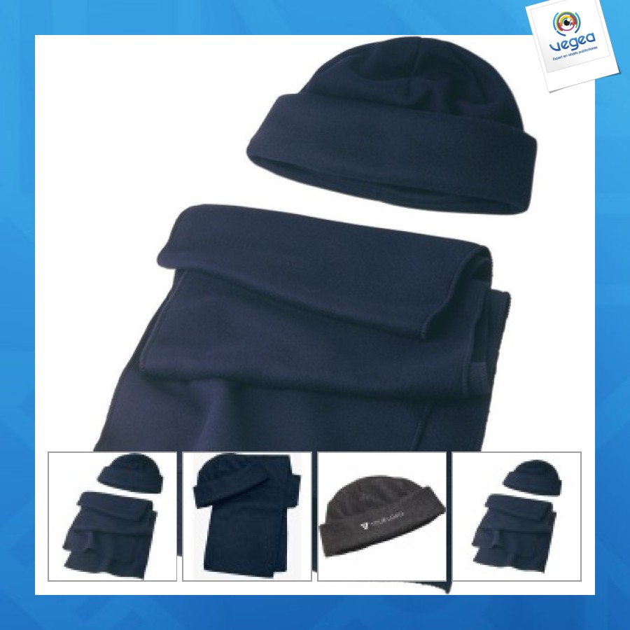 Set bonnet et écharpe publicitaire polaires