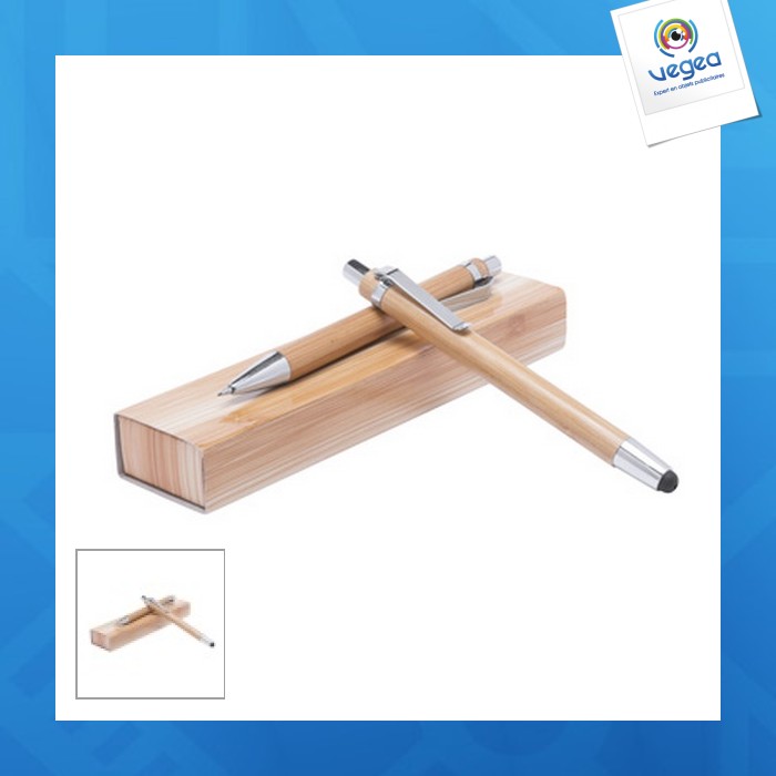 Set stylo à bille stylet et porte-mine en bambou