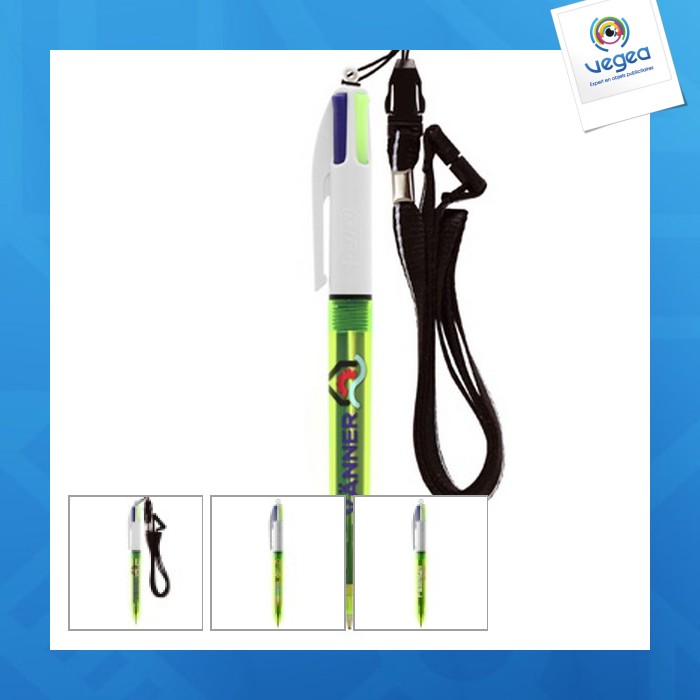 Bic® 4 couleurs fluo bille lanyard
