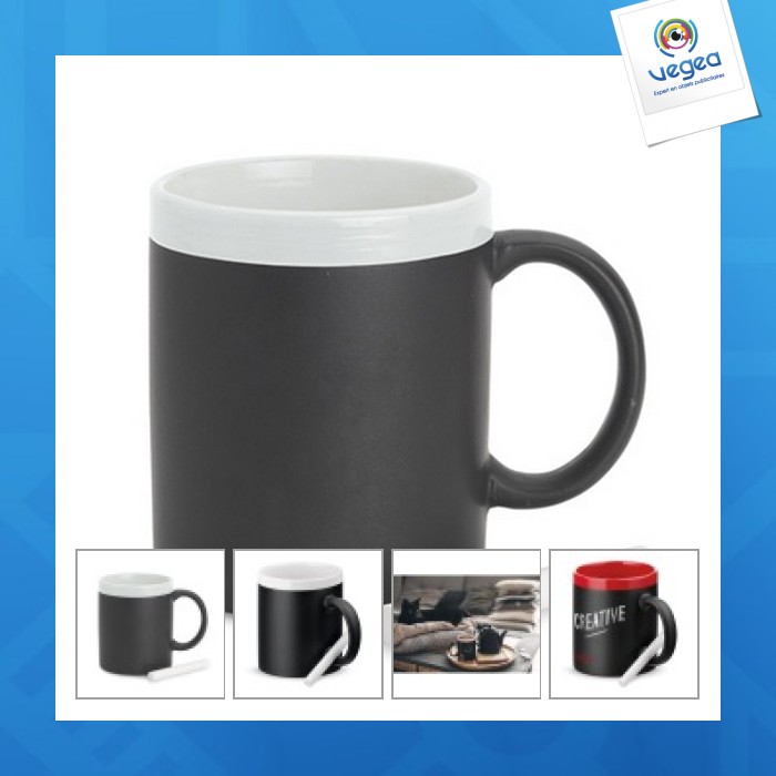 Mug ardoise avec logo en céramique 360ml
