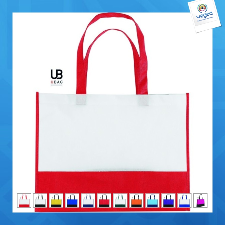 Sac shopping personnalisé bicolore 38x29cm intissé