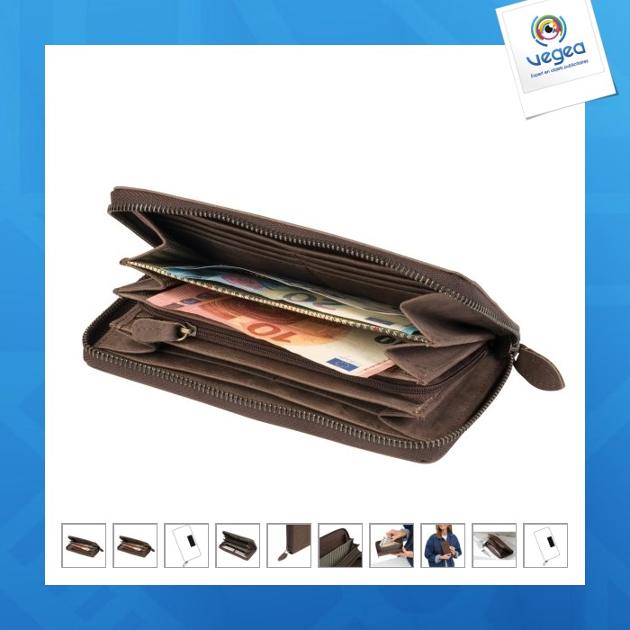 Porte-monnaie promotionnel en cuir véritable anti-rfid