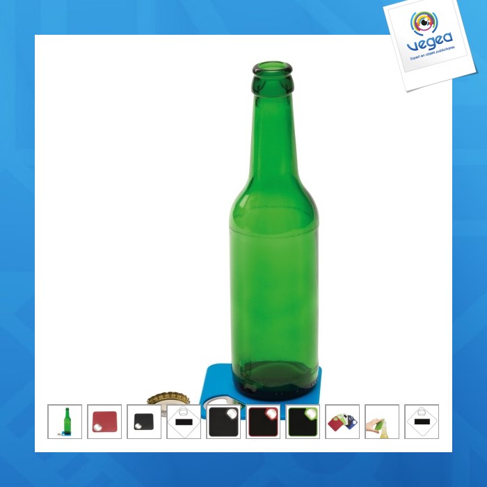 Sous-verre publicitaire décapsuleur
