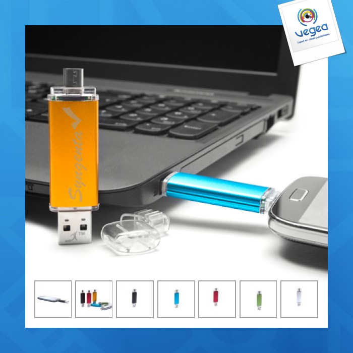 Clé usb personnalisée otg double embout (usb classique et micro usb)