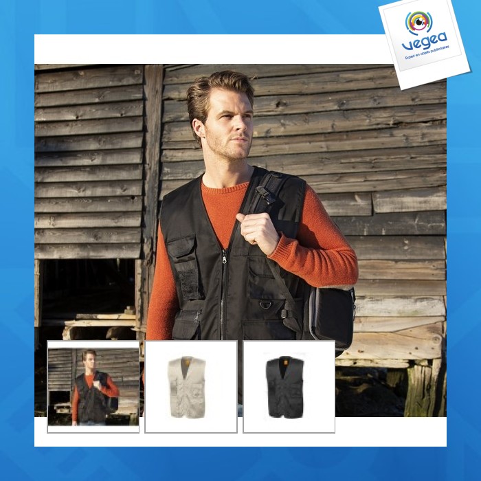 Gilet reporter publicitaire multi-poches polycoton