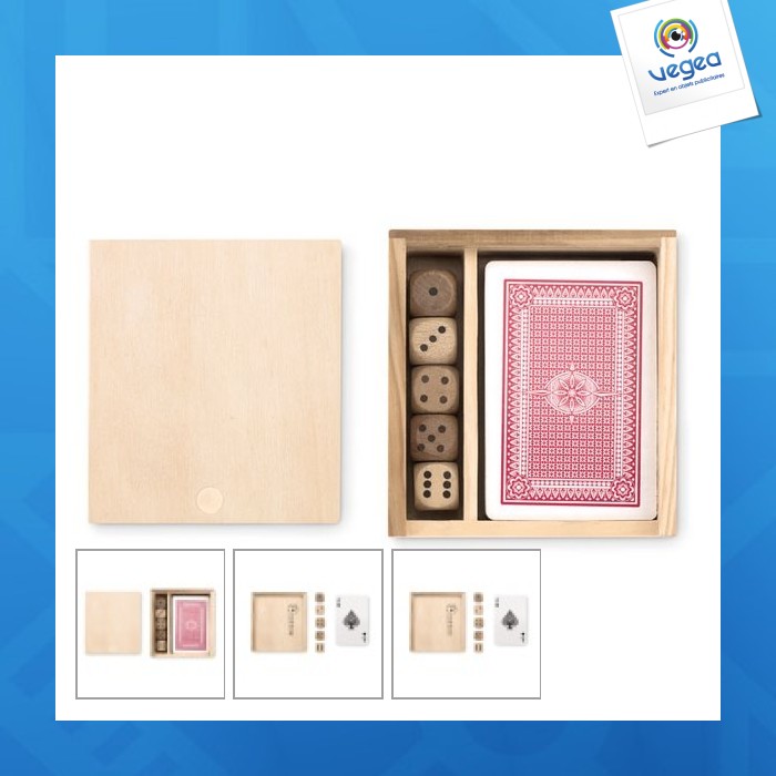 Cartes à jouer personnalisées et 5 dés