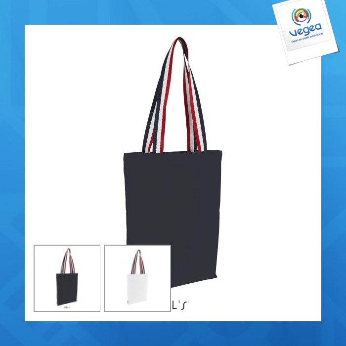 Sac coton à anses tricolores