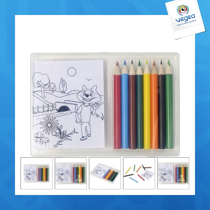 Set à dessin personnalisé de 8 crayons de couleur et 20 feuilles
