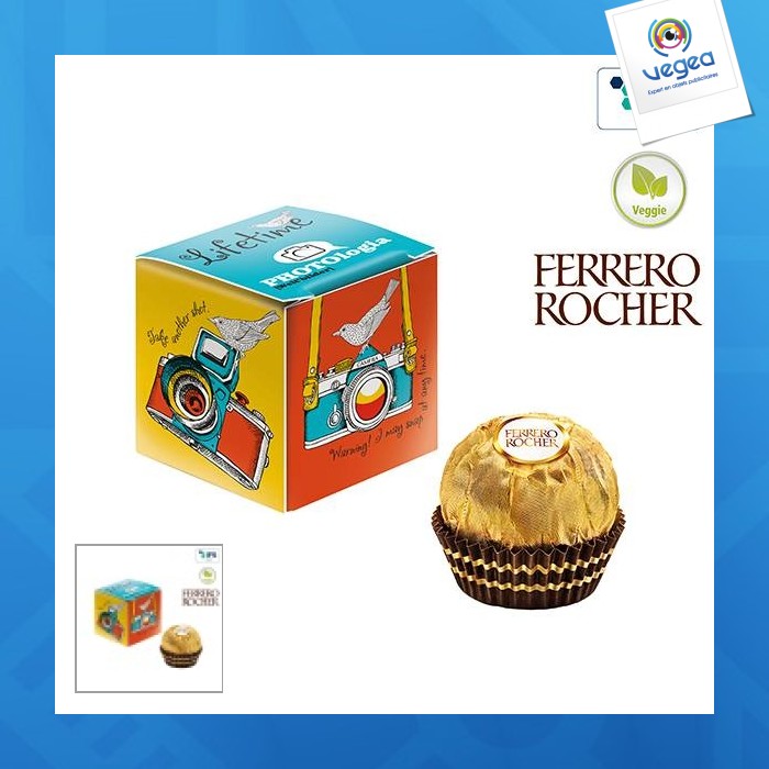 Mini-cube publicitaire avec un ferrero rocher